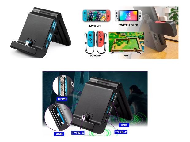 &u+ DOCK NINTENDO SWITCH CARGA + HDMI 5 PUERTOS (323)